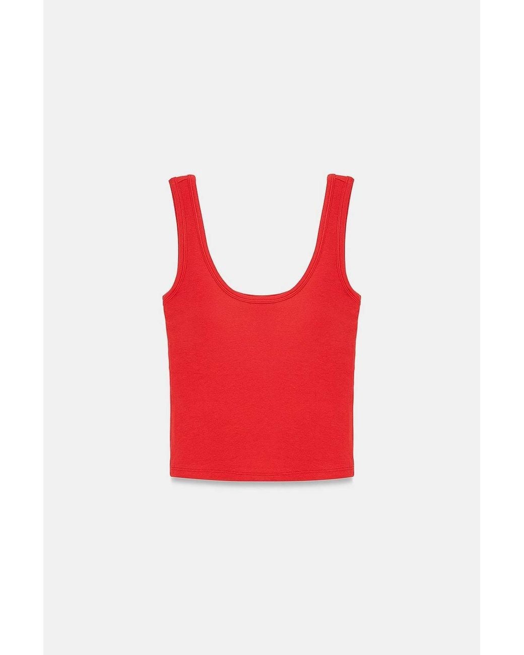 Dilvin Red Slim Fit Sleeveless Jersey Cami Blouse