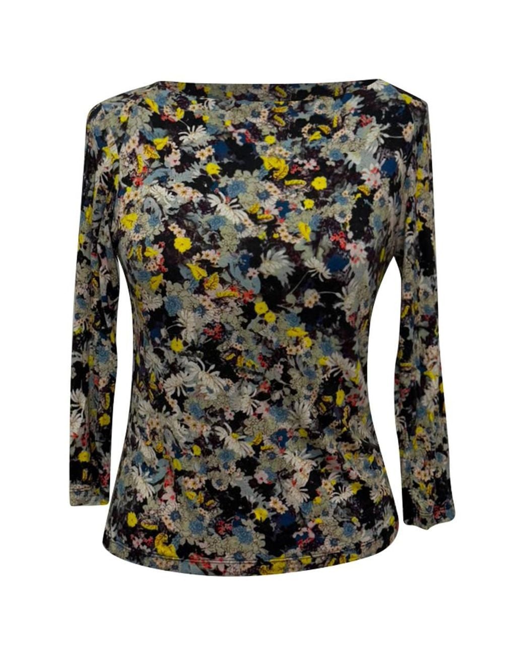 Erdem Green Preloved Floral-Print Long Sleeve Blouse
