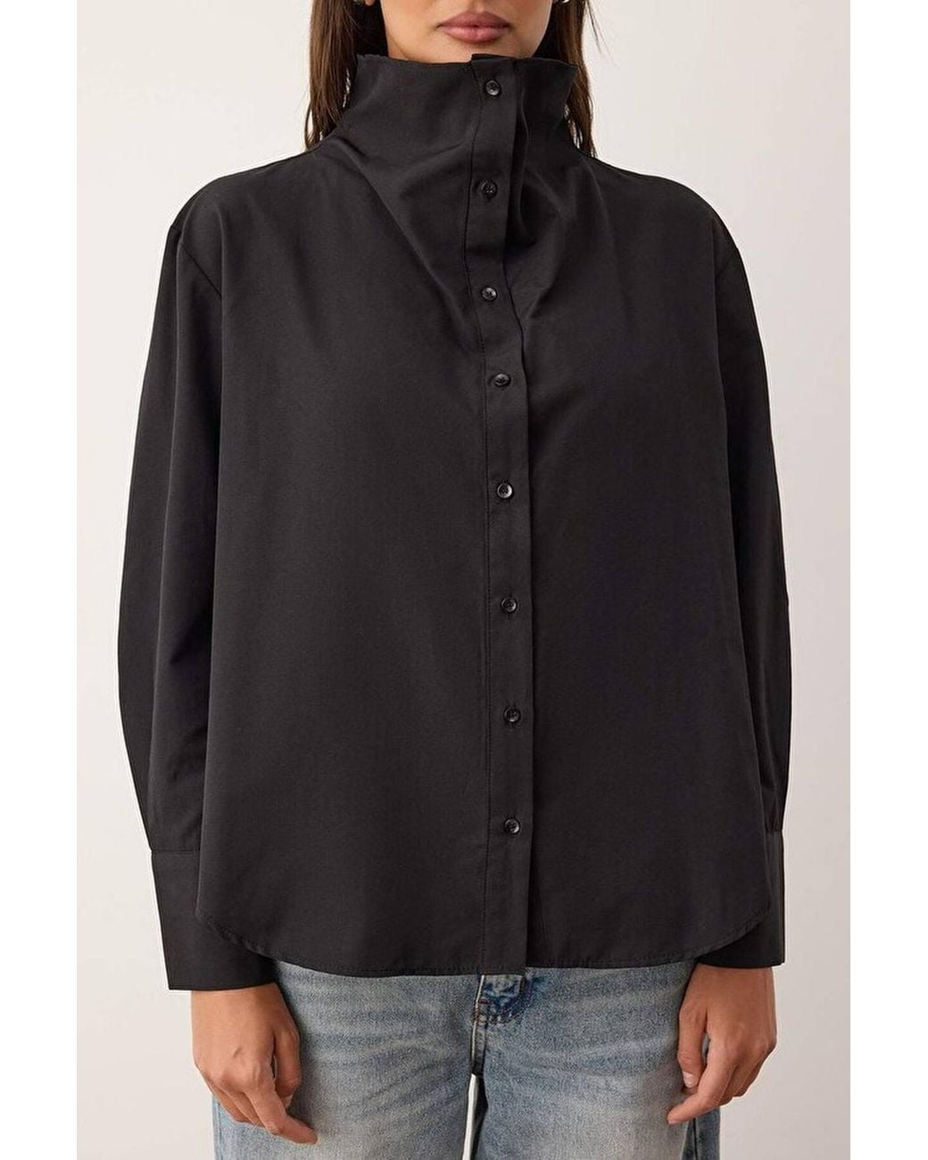 WOVCOR Black Off-Shoulder Shirt W/ Collar Detail