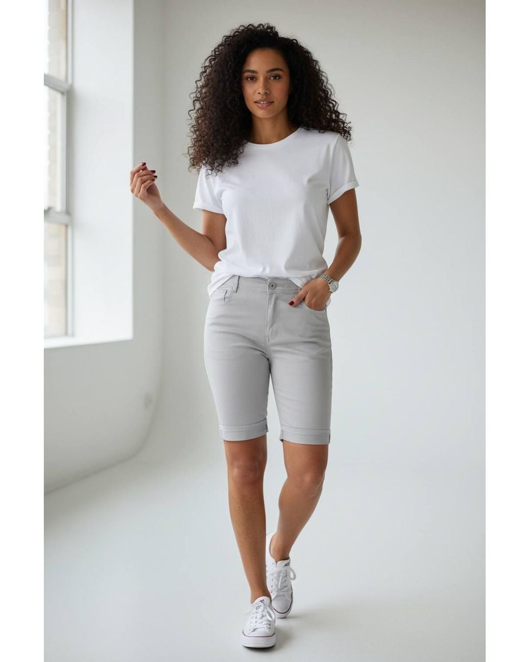 Paulo Due Gray Chino Bermuda Shorts