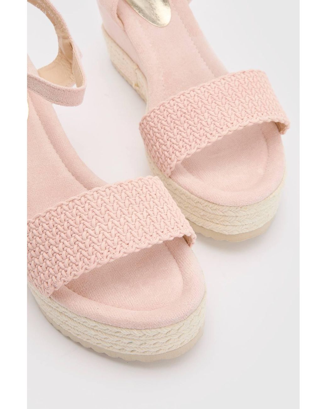 Dorothy Perkins Blue Amelie Textile Platform Open Toe Wedge Sandals