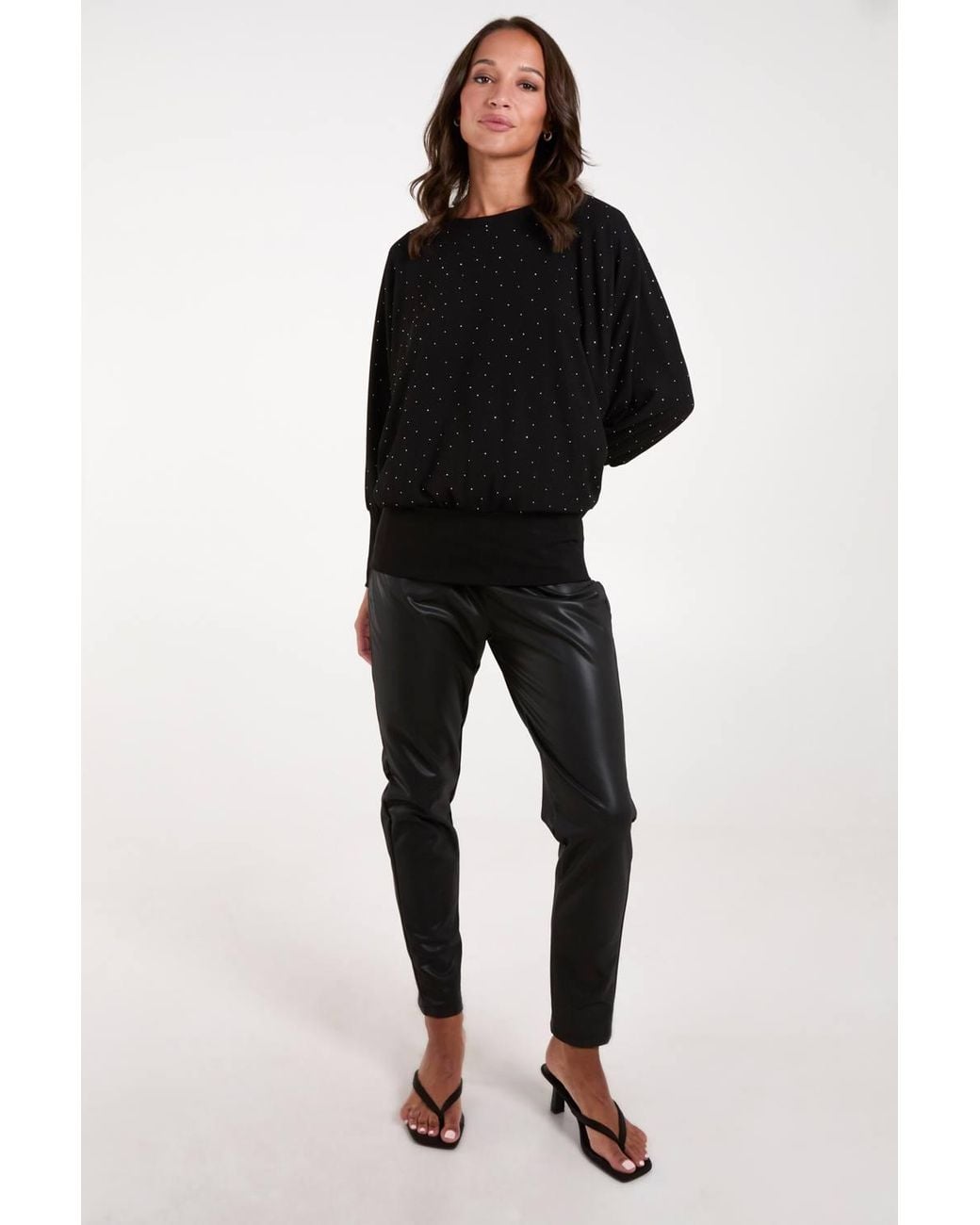 Blue Vanilla Black Batwing Top W/ Diamantes
