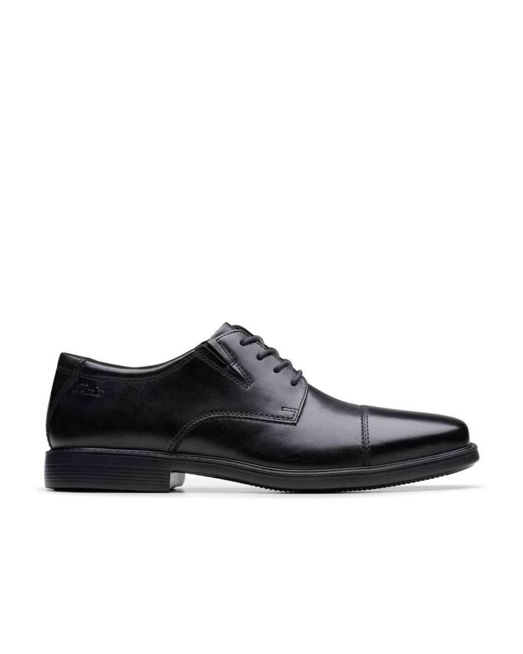 Clarks Black Cosgrove Cap Leather Derby Shoes, Lace Up for men