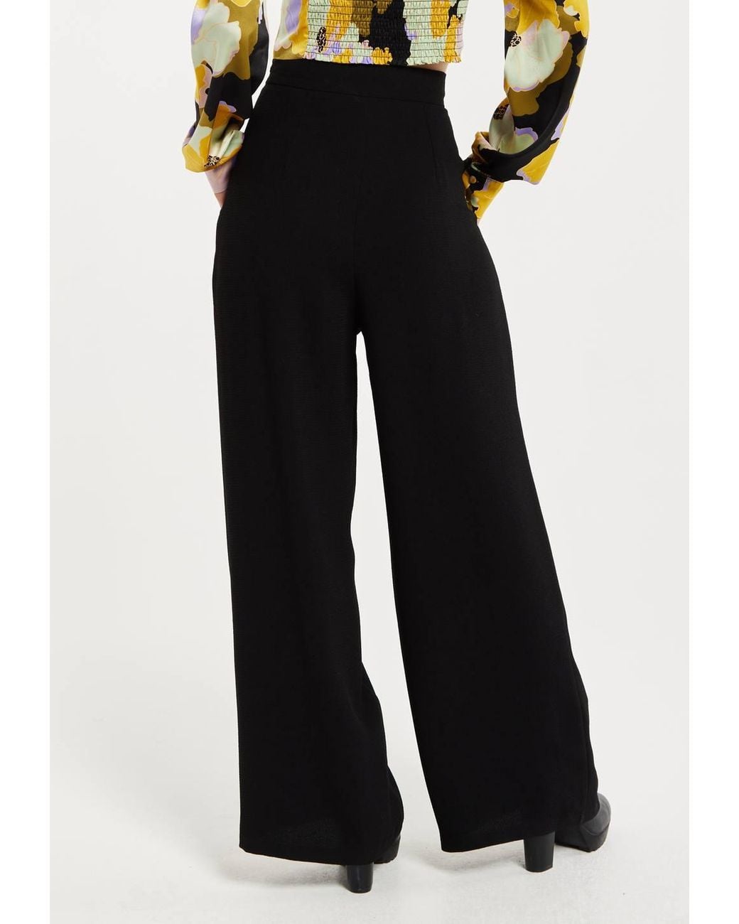 Liquorish Black Wide Leg Trousers