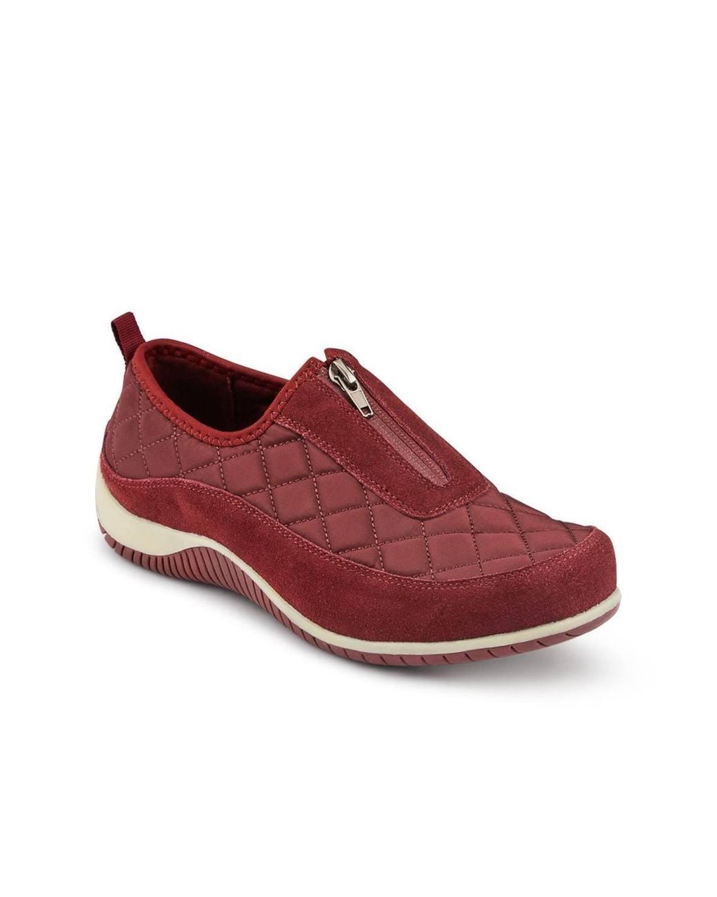 Pavers Red Wide Fit Leather Slip-On Shoes W/ Zip Fastening