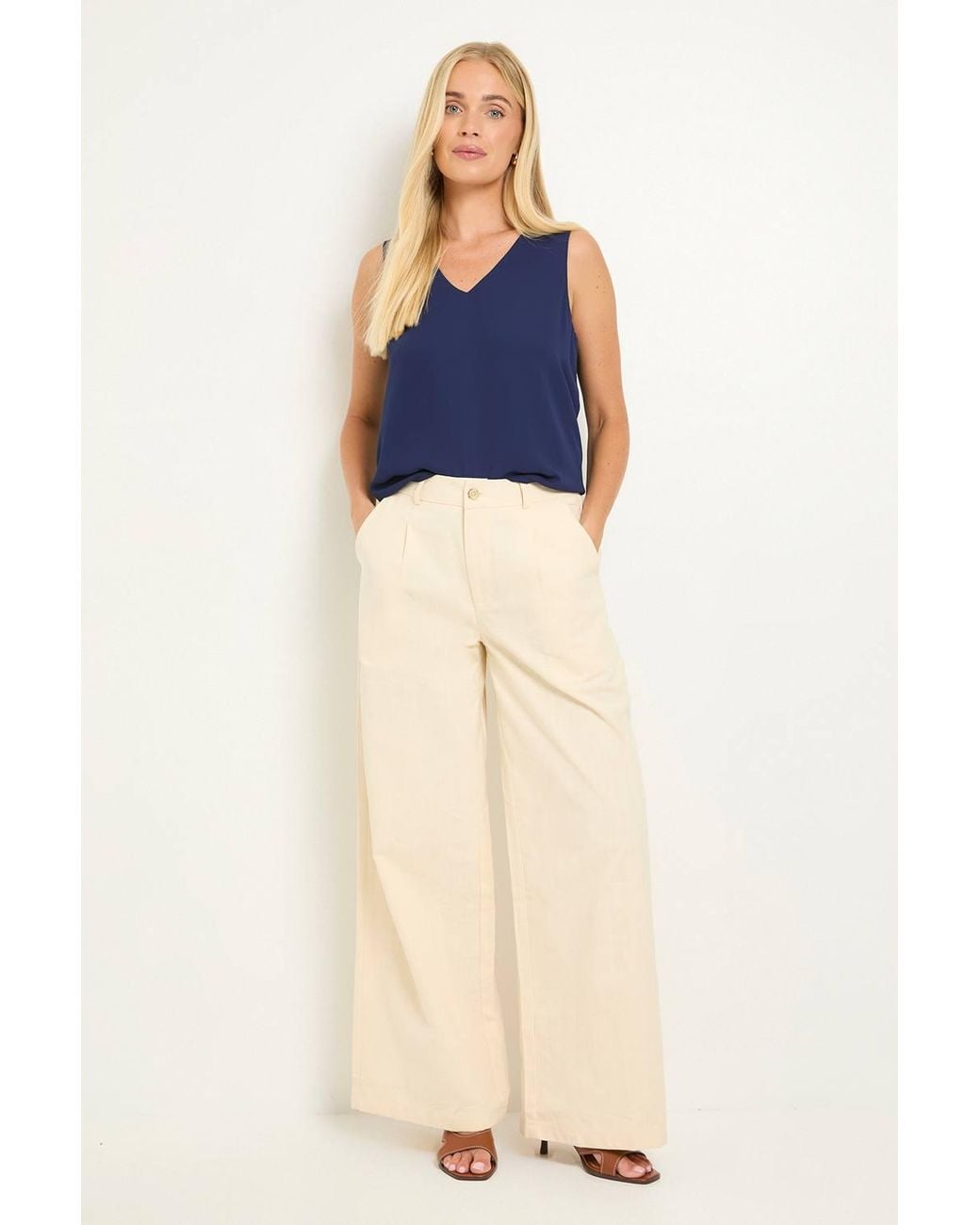 Wallis Blue Petite V Neck Cami Top