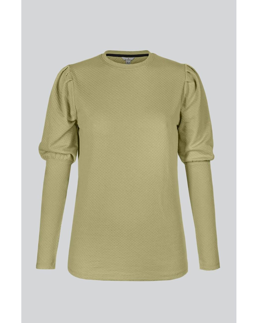 Enorsia Green Long Sleeve Crew Neck Jersey Top W/ Puff Sleeve