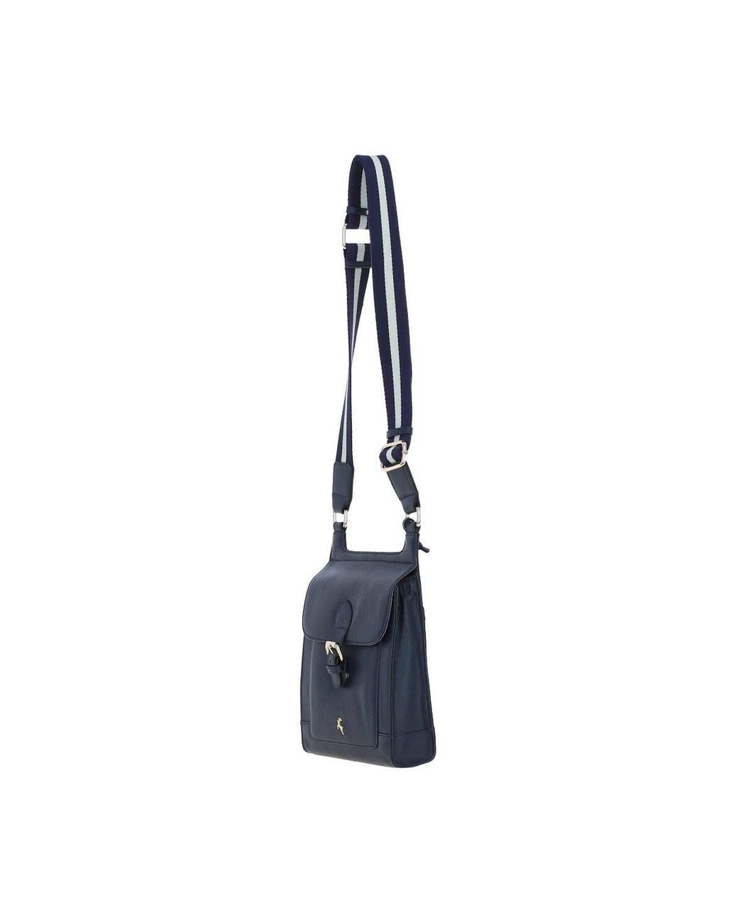 Ashwood Leather Blue 'Eclisse Cuoio' Real Leather Crossbody Bag