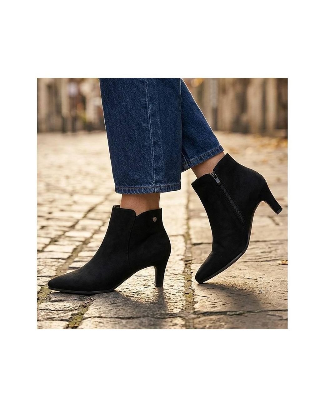 Pavers Black Smart Stiletto Heel Ankle Boots