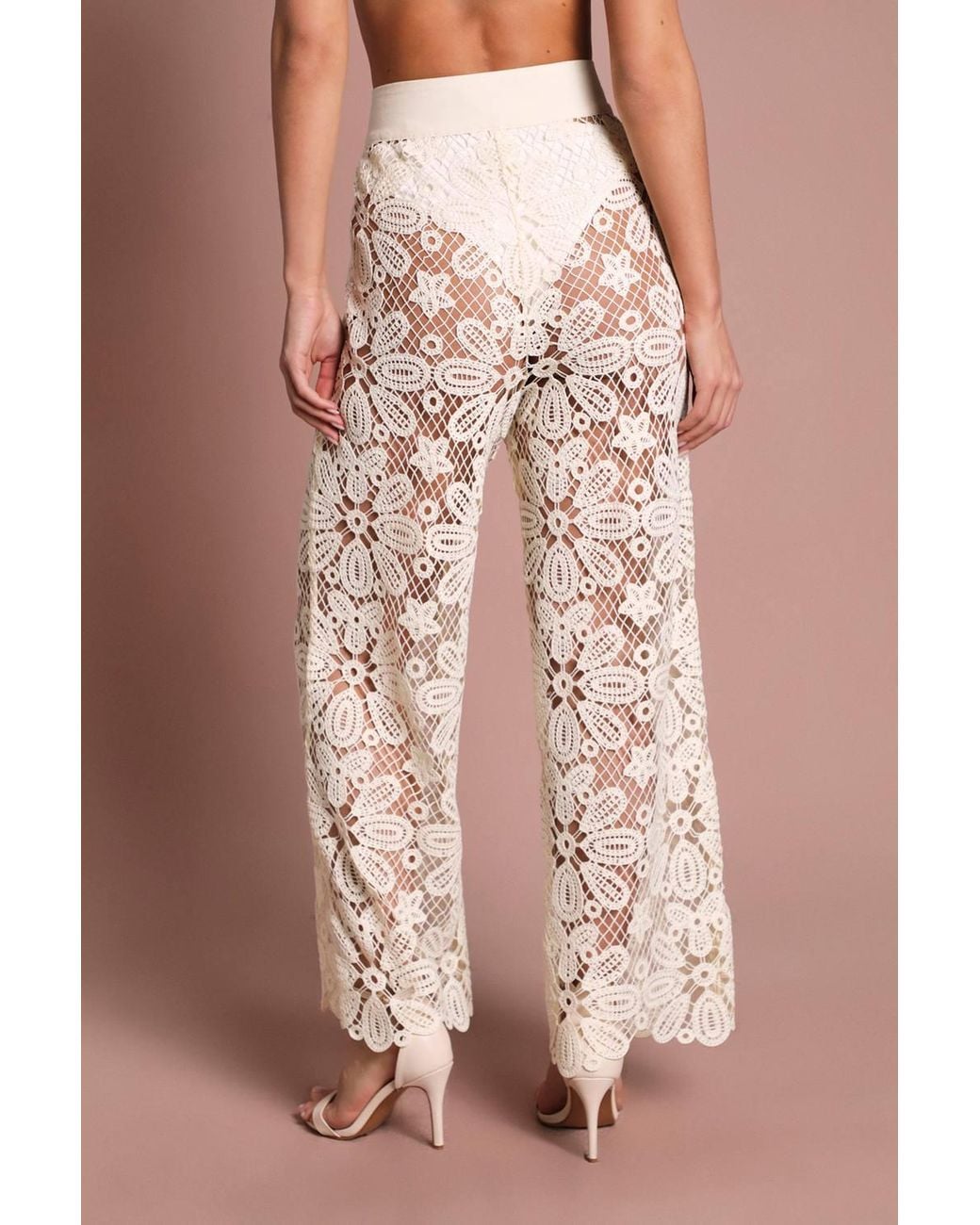 Coast Brown Crochet Wide Leg Wedding Trouser