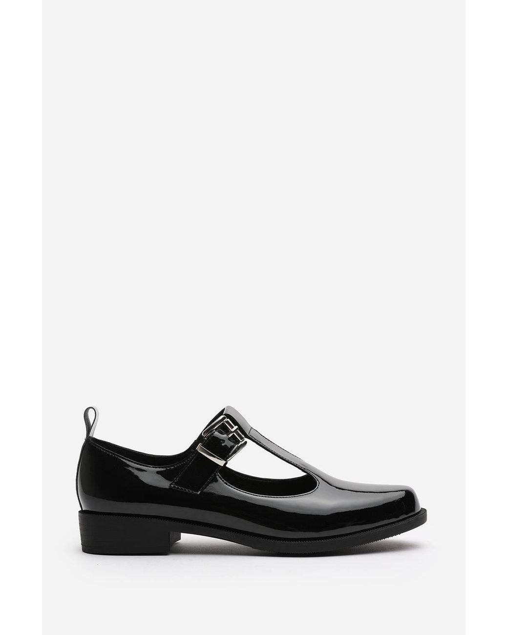 Where's That From Black 'Piper' Extra Wide Fit Mary Jane Loafers W/ Buckle Strap