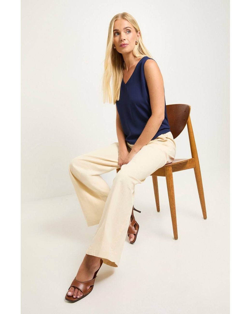 Wallis Blue Petite V Neck Cami Top