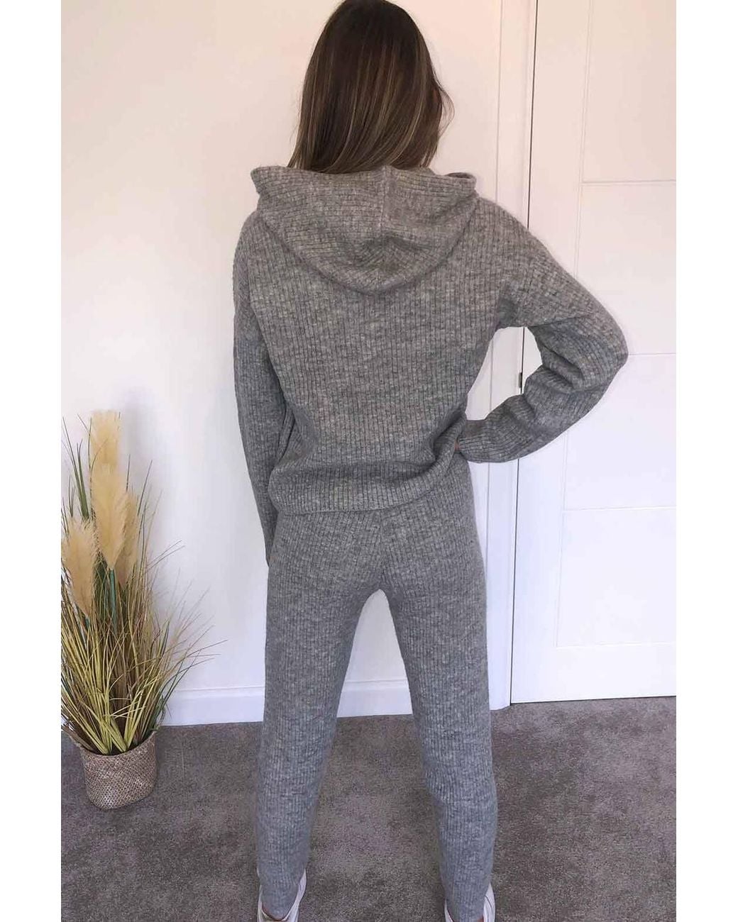 Urban Bliss Gray Rib Lounge Knit Hoody Cardigan