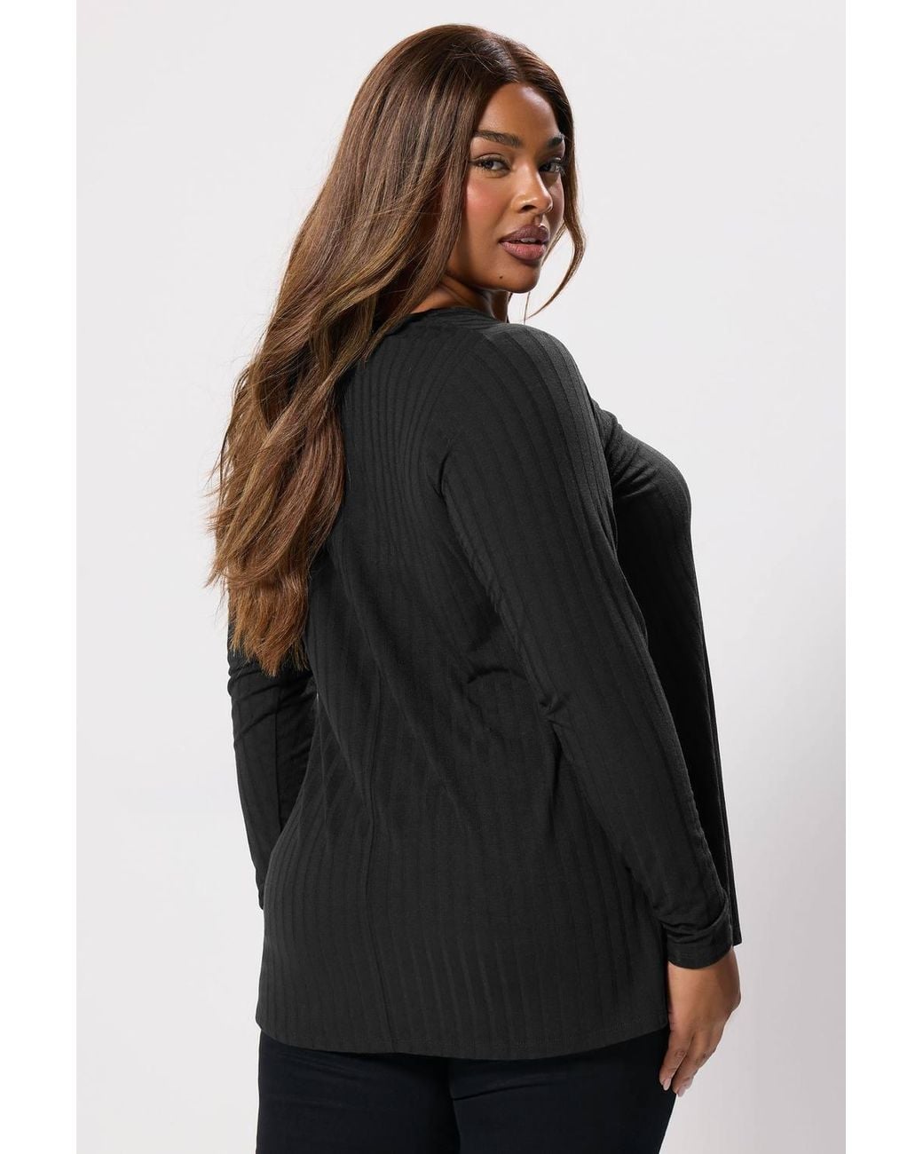 Yours Black Ribbed Swing T-Shirt