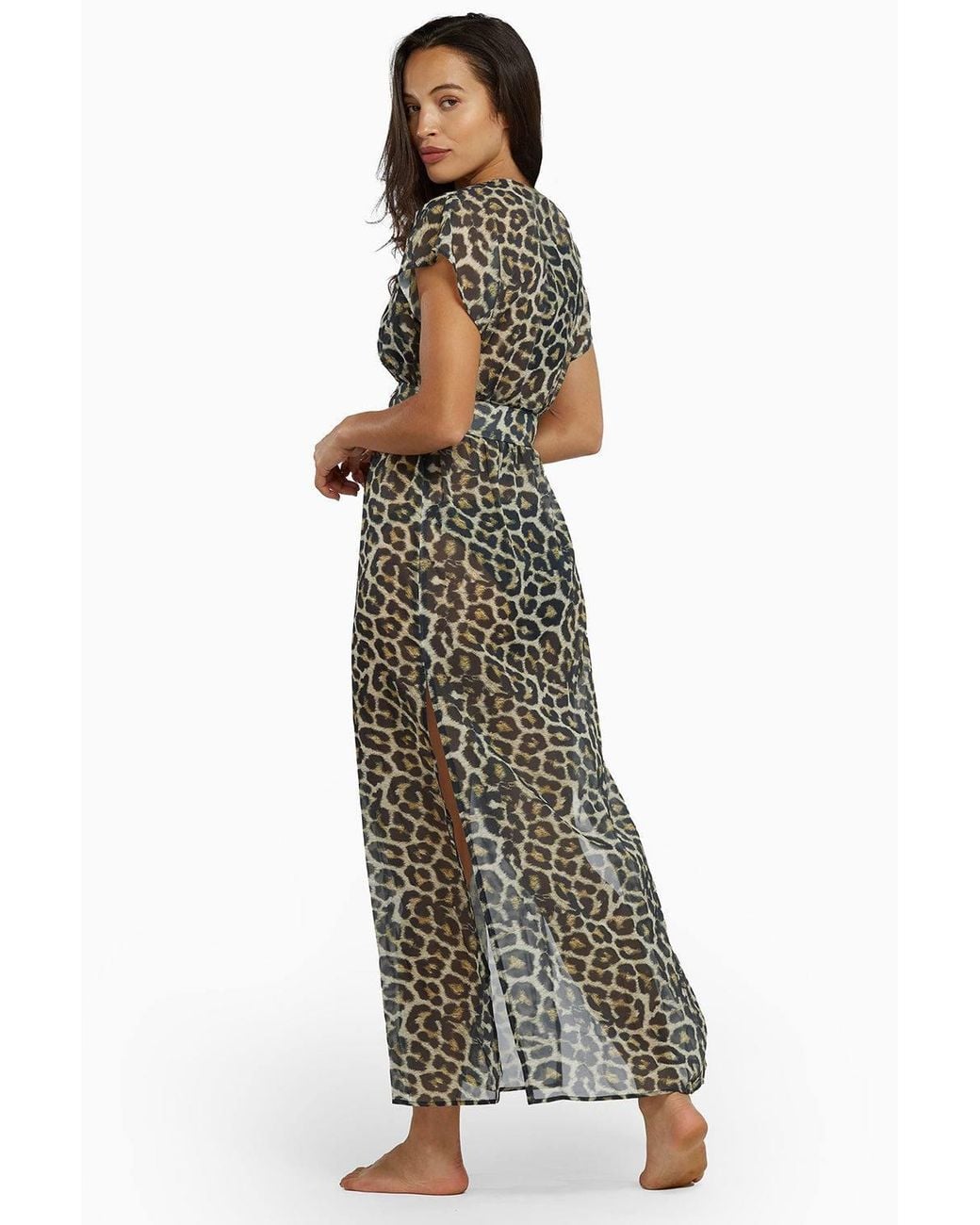 Wolf & Whistle Multicolor Leopard Print Maxi Beach Cover Up Dress