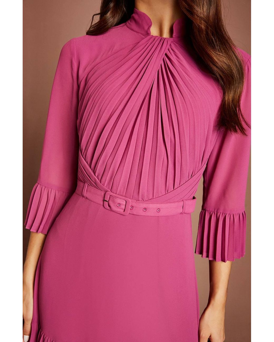 Coast Red Twist Neck Ruffle Georgette Maxi Dress