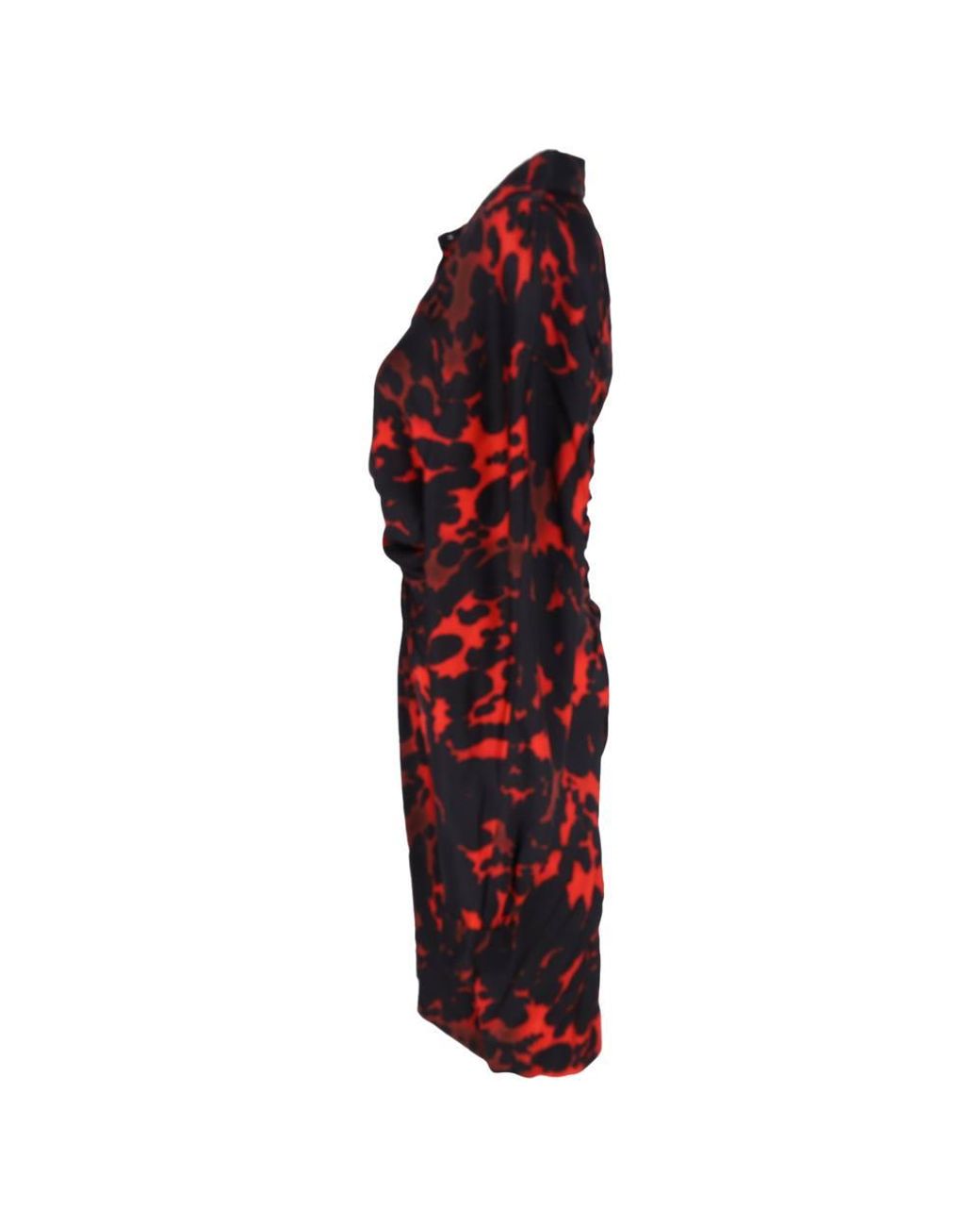Dries Van Noten Red Preloved Printed Ruched Dress