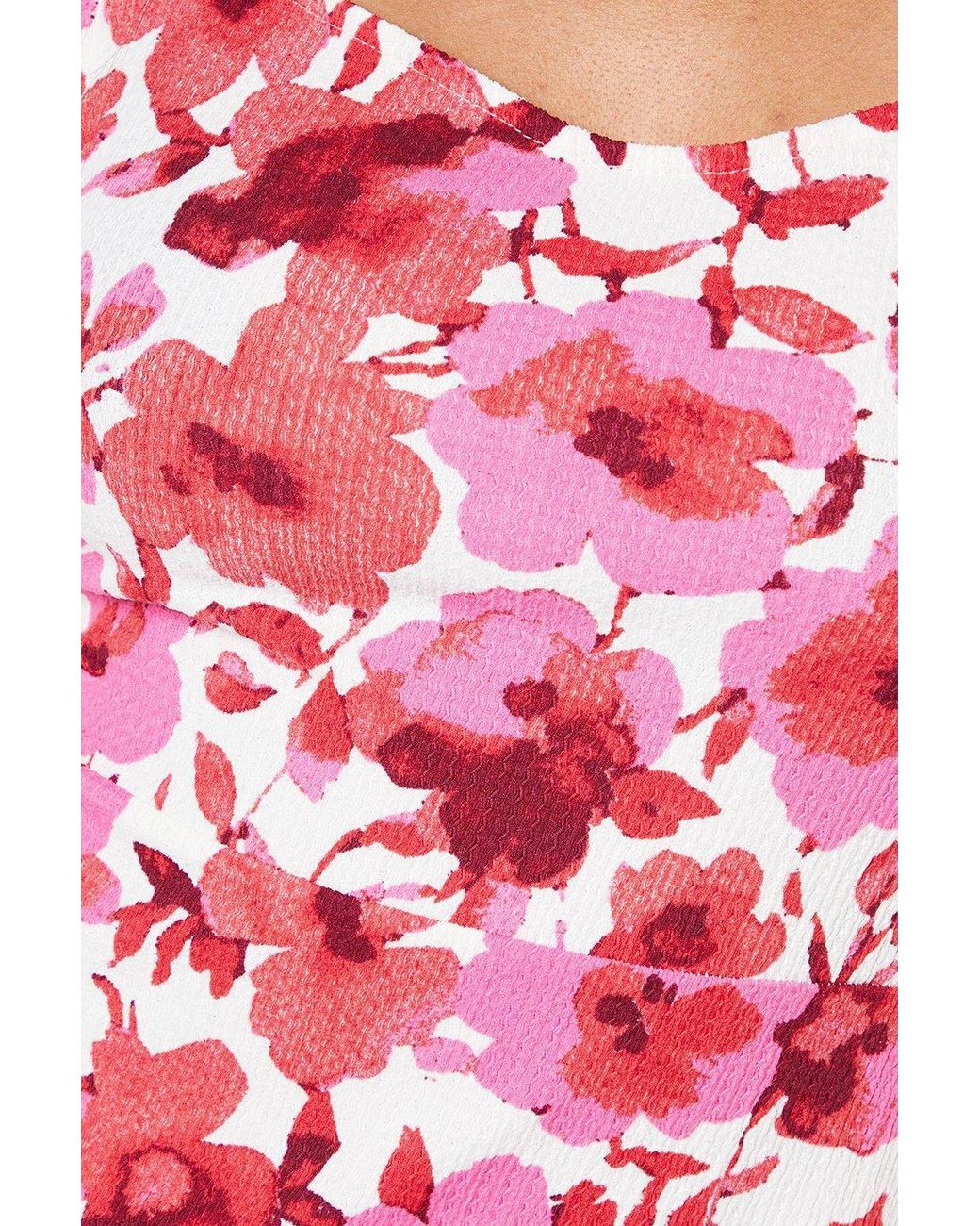 Dorothy Perkins Red Petite Floral Sweetheart Neck Midi Dress