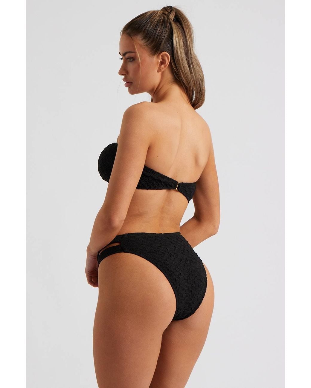 Urban Bliss Black Bubble Texture O-Ring Bikini