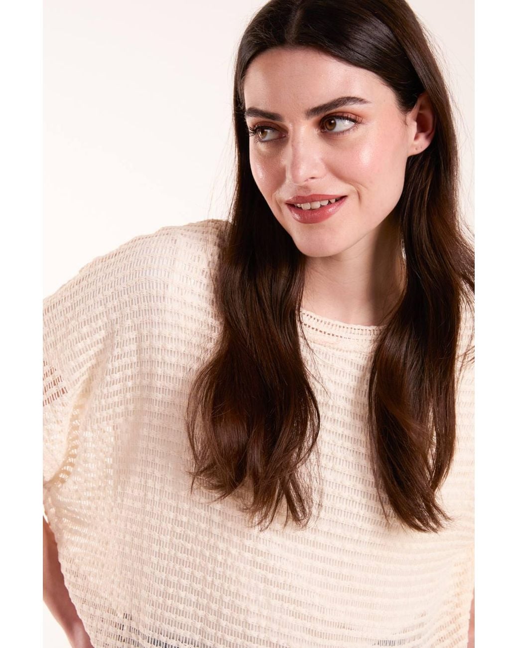 Blue Vanilla Natural Crochet Batwing Oversized Top