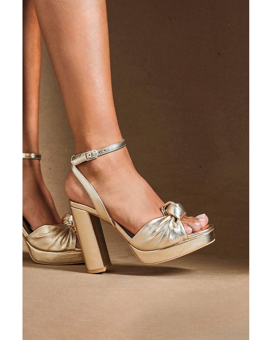 Linzi Natural Ruba Knotted Platform Heels