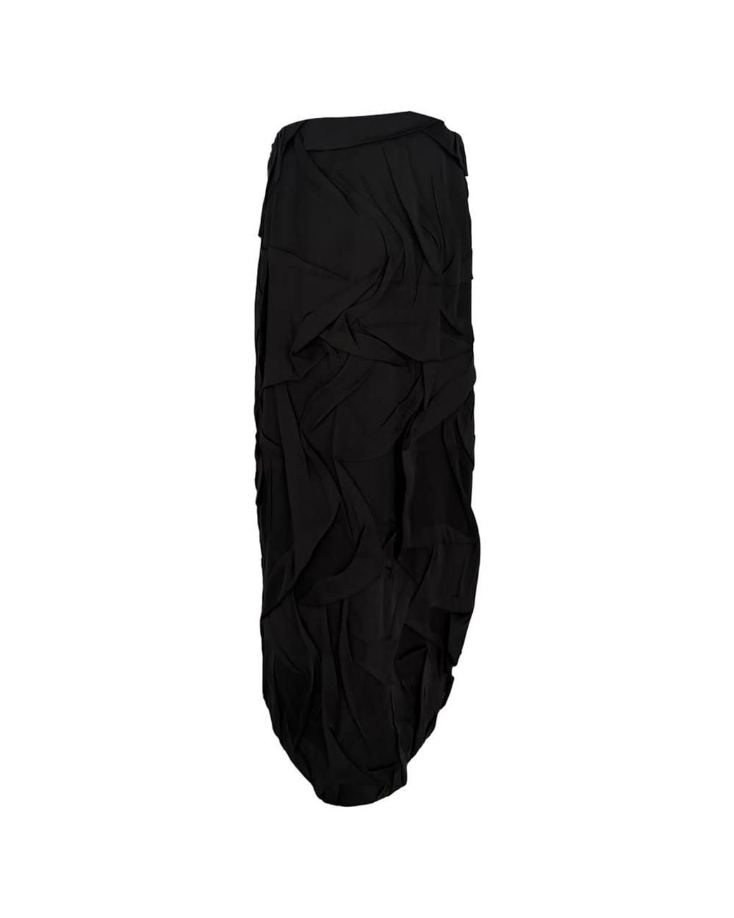 Dries Van Noten Black Preloved Crinkled Effect Midi Skirt