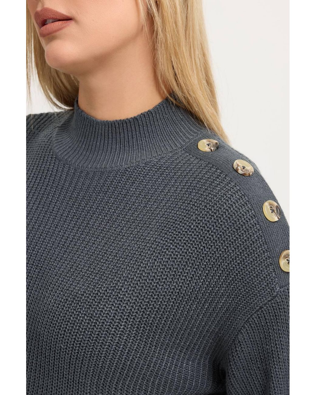 Yours Blue High Neck Knitted Jumper