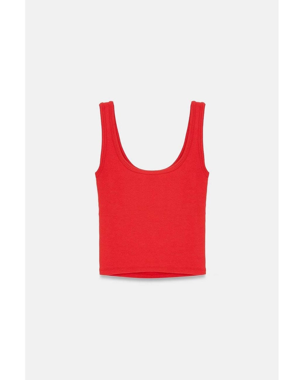 Dilvin Red Slim Fit Sleeveless Jersey Cami Blouse