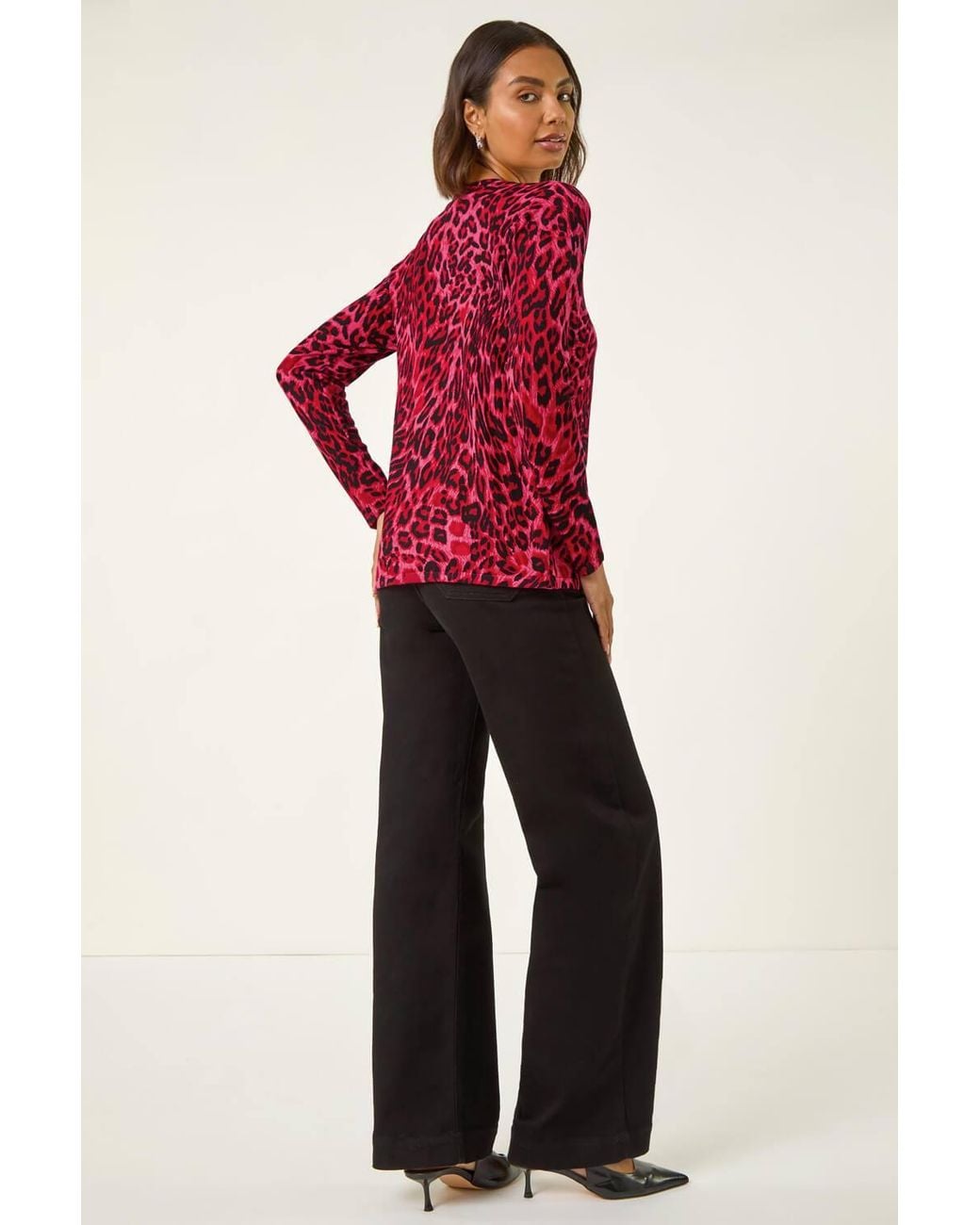 Roman Red Hotfix Animal Print Knit Cardigan