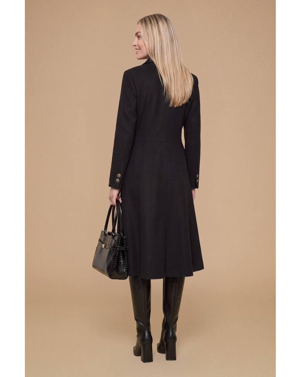 Dorothy Perkins Blue Fit & Flare Military Button Midi Coat
