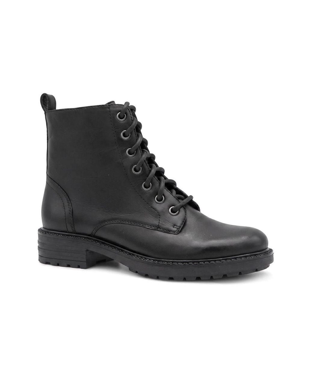Pavers Black Leather Lace & Zip Ankle Boots