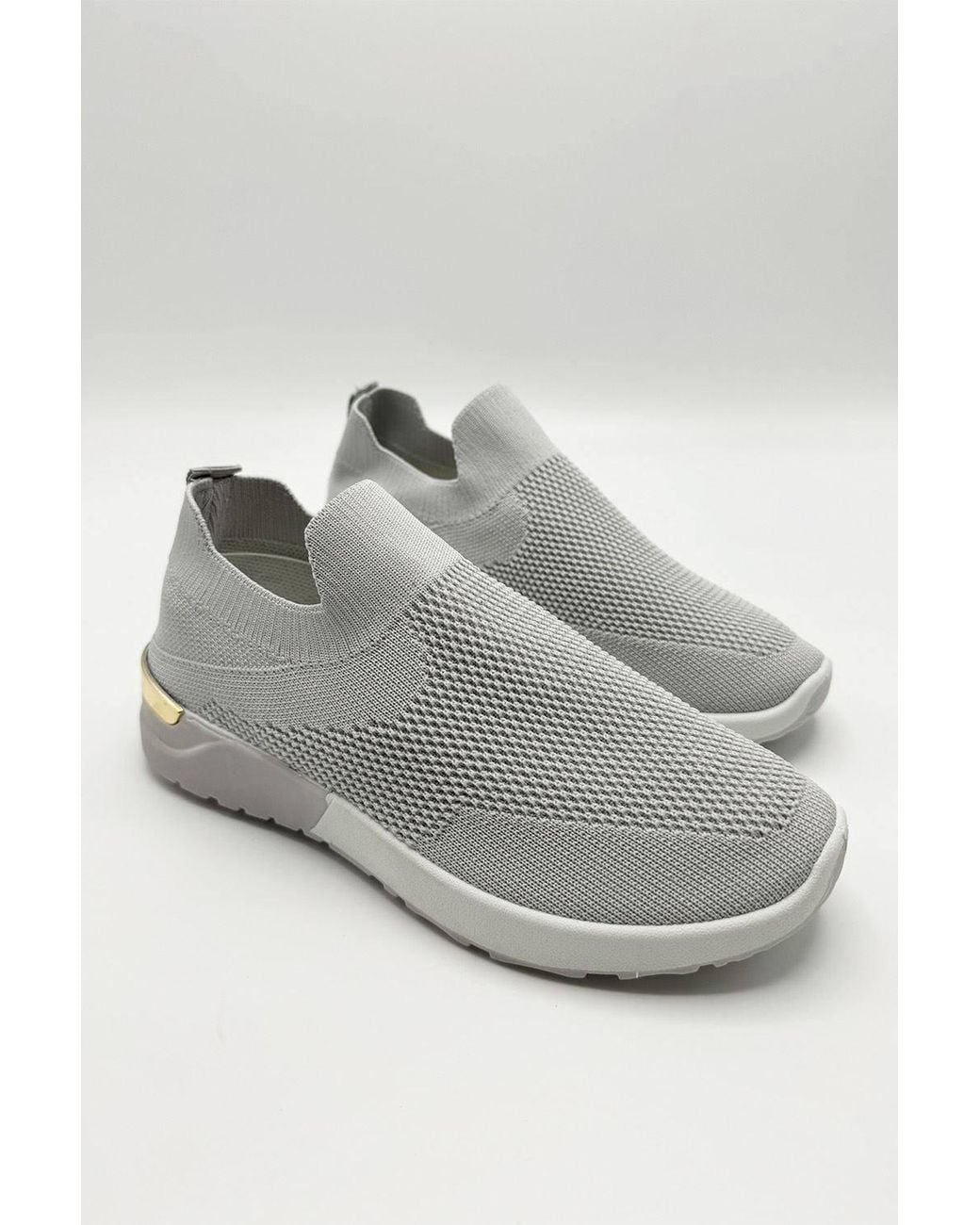 Miss Diva Gray Chelsey Slip On Trainers