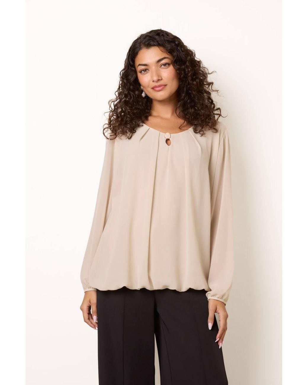 Blue Vanilla Natural Long Sleeve Round Neck Blouse