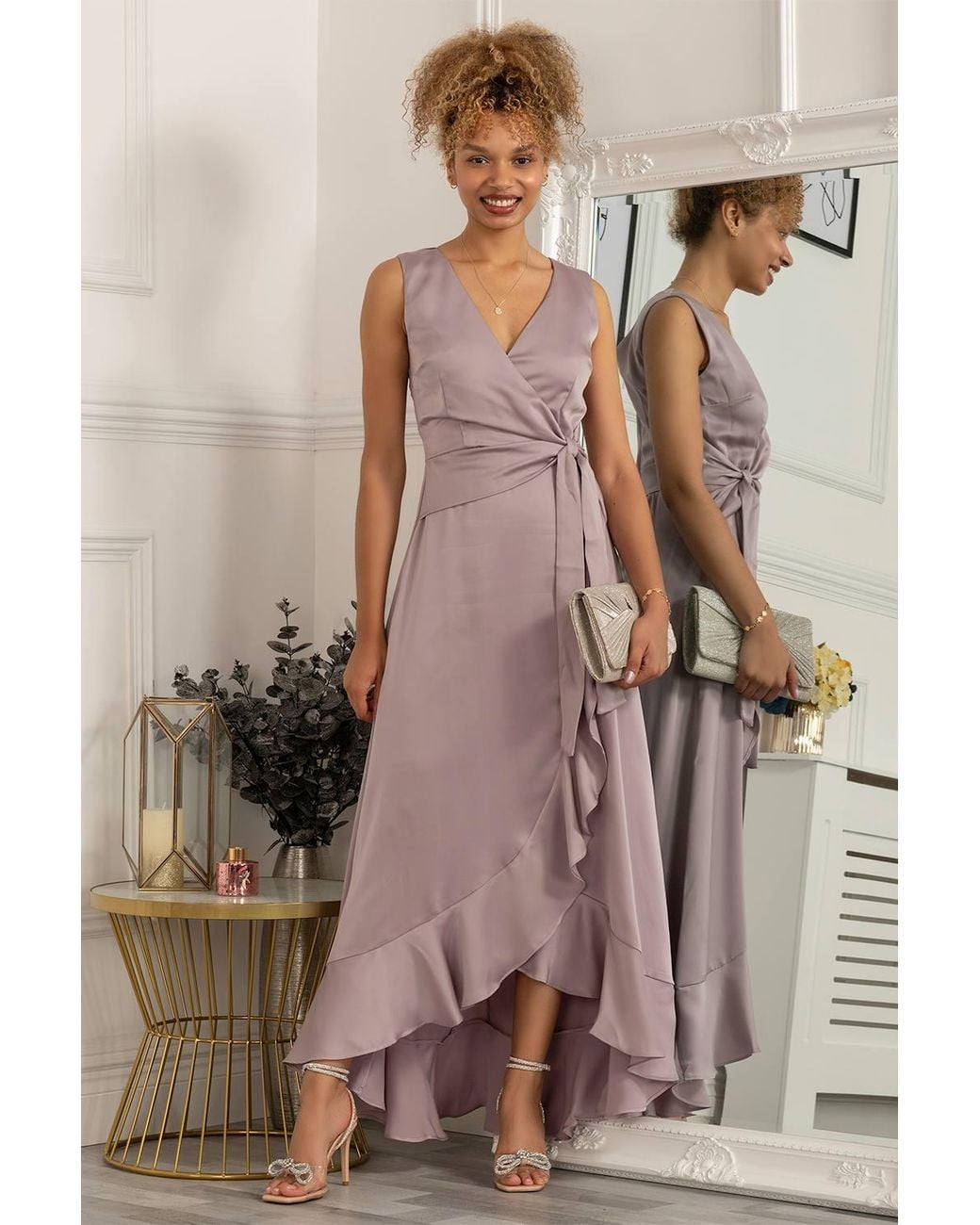 Jolie Moi Brown Kyleigh Frill Hem Maxi Dress