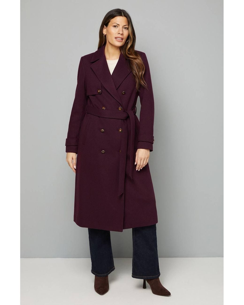 Wallis Purple Twill Trench Coat