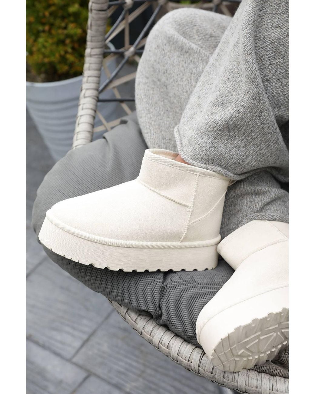 Where's That From Gray 'Calla' Flatform Fur Lining Ankle Boot