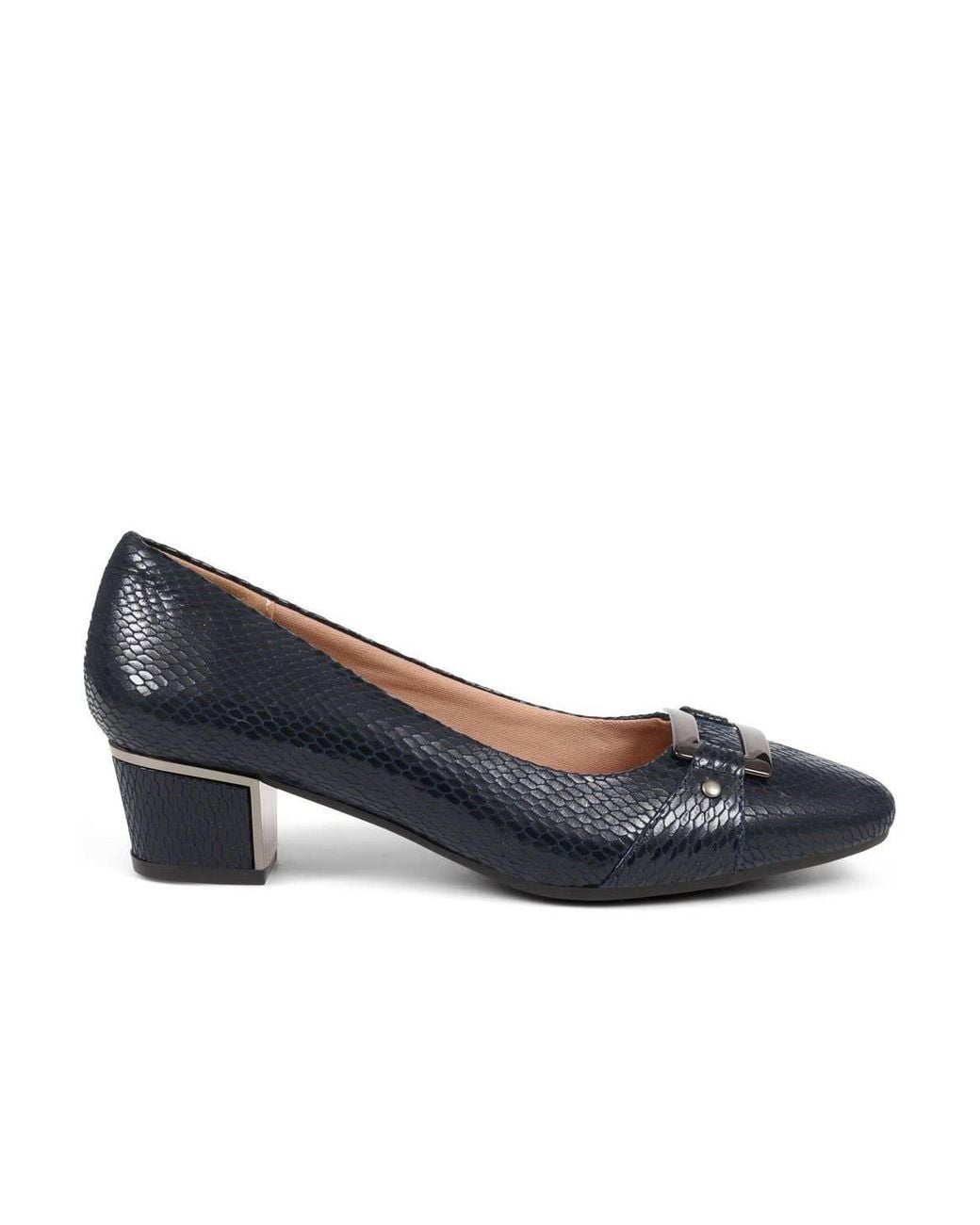 Pavers Blue Heeled Court Shoe