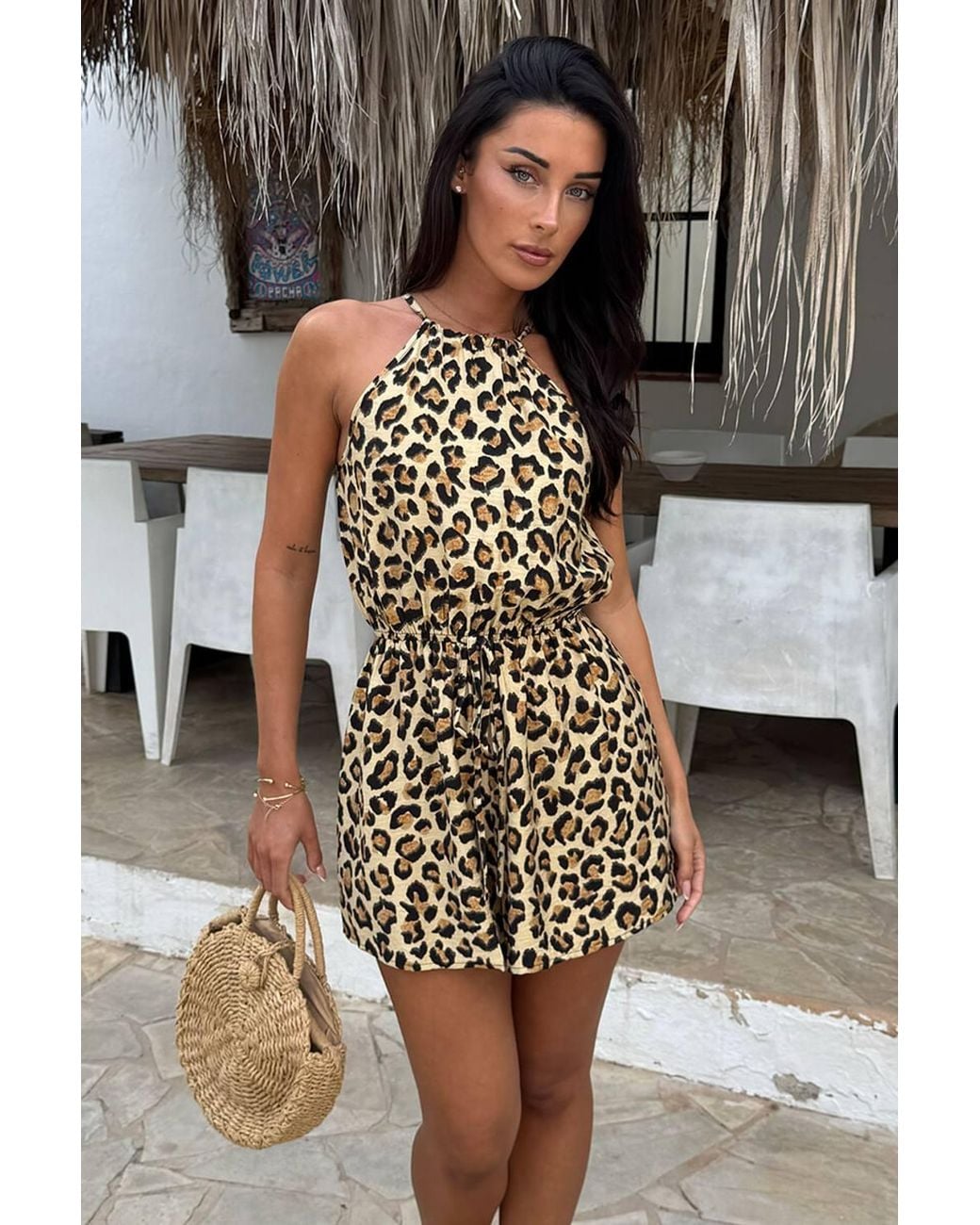 AX Paris Multicolor Multi Leopard Print Drawstring Waist Playsuit