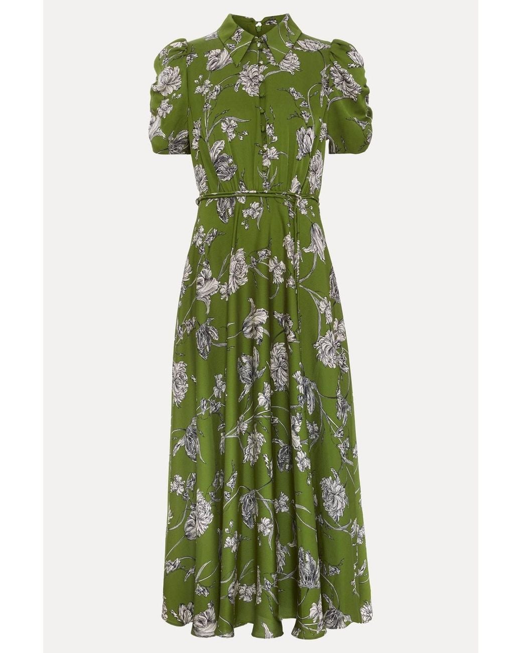 Phase Eight Green Bella Floral Print Pleat Dress