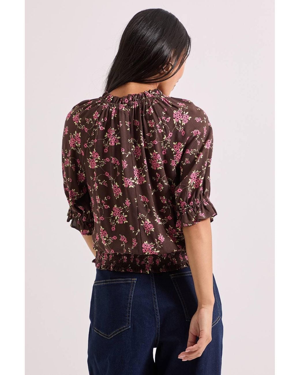 Dorothy Perkins Petite Frill Neck Shirred Cuff Blouse
