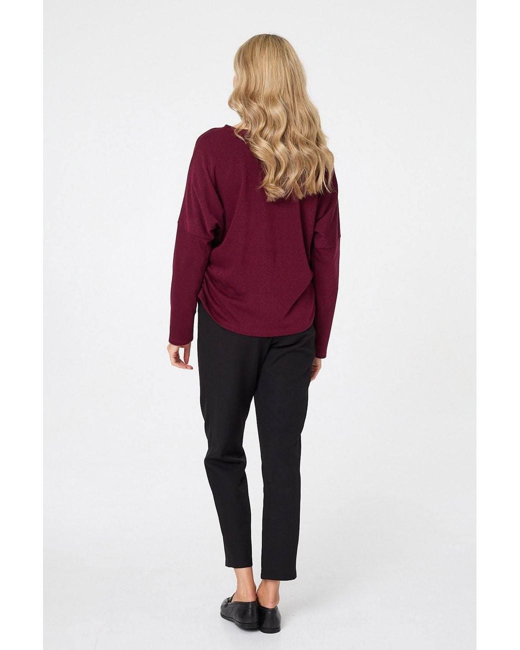 Izabel London Red Relaxed Batwing Sleeve Slouchy Jumper
