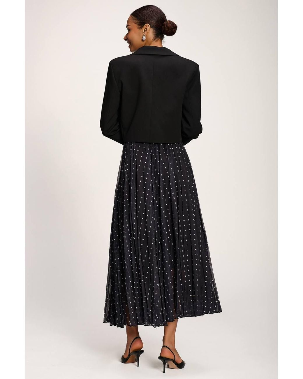 Jolie Moi Blue Spotty Crinkle Mesh Maxi Skirt