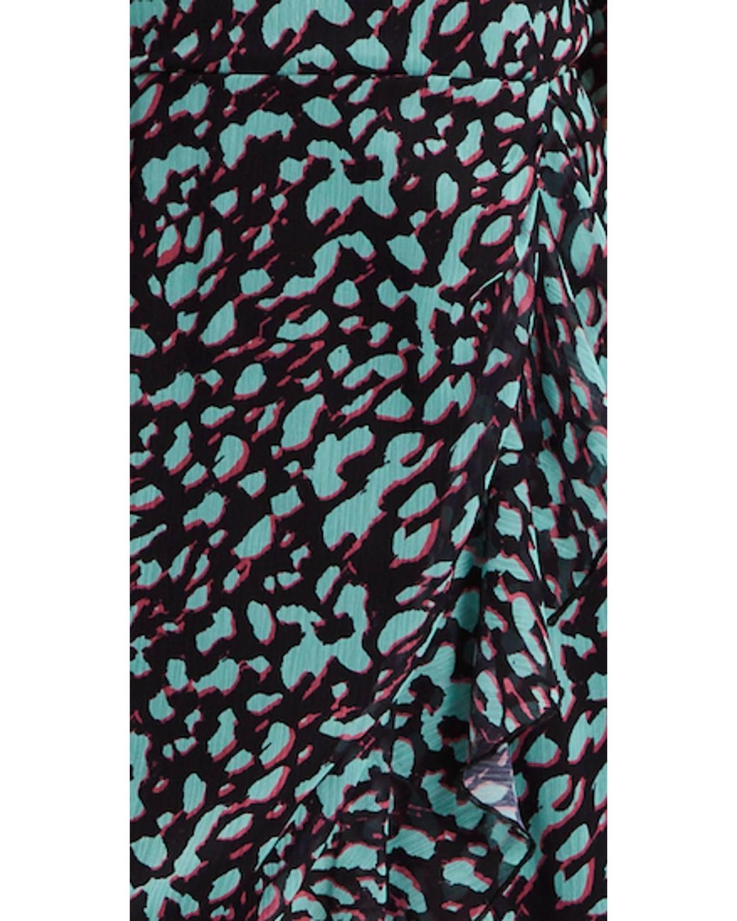 Liquorish Blue Animal Print Organza Double Breasted Midi Dress
