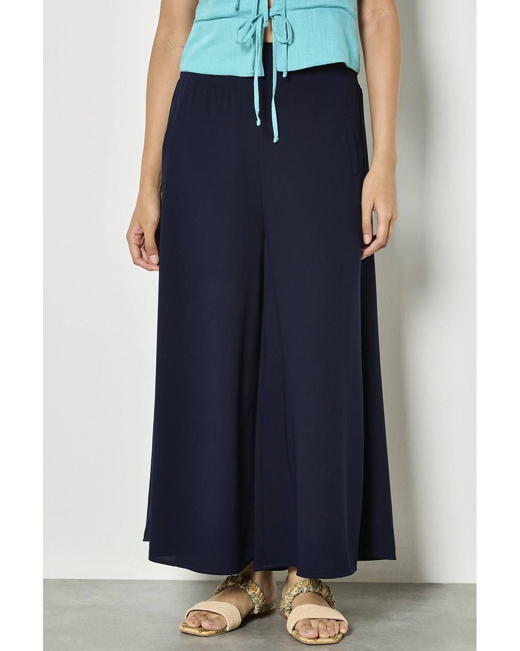 Apricot Blue Fluid Wide-Leg Trousers