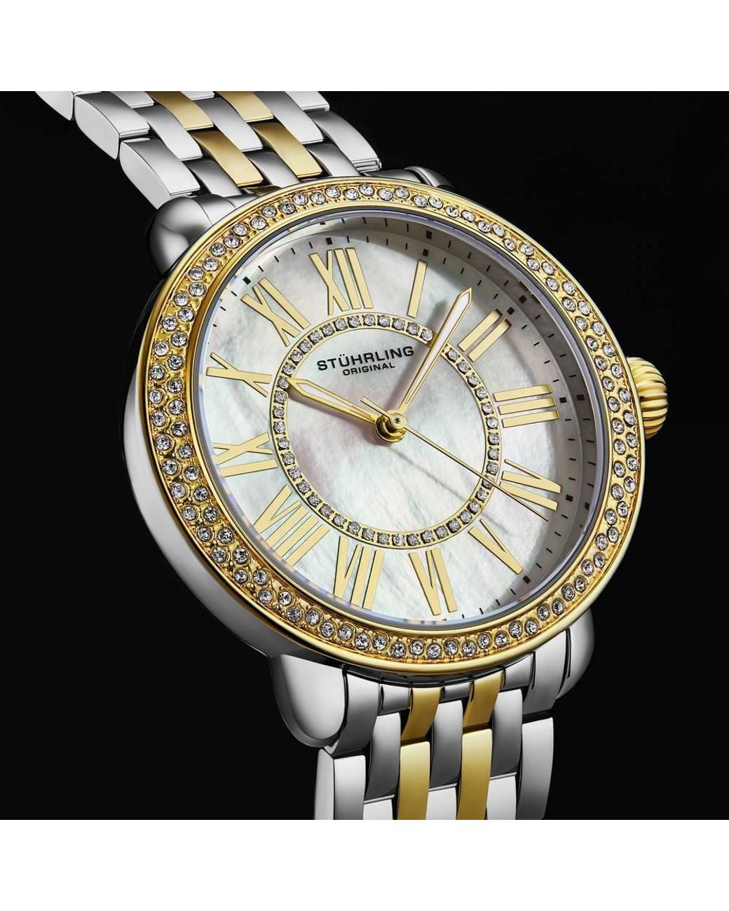 Stuhrling Metallic Regalia 4074 40Mm Quartz Watch – Mop Dial, Stainless Steel Bracelet
