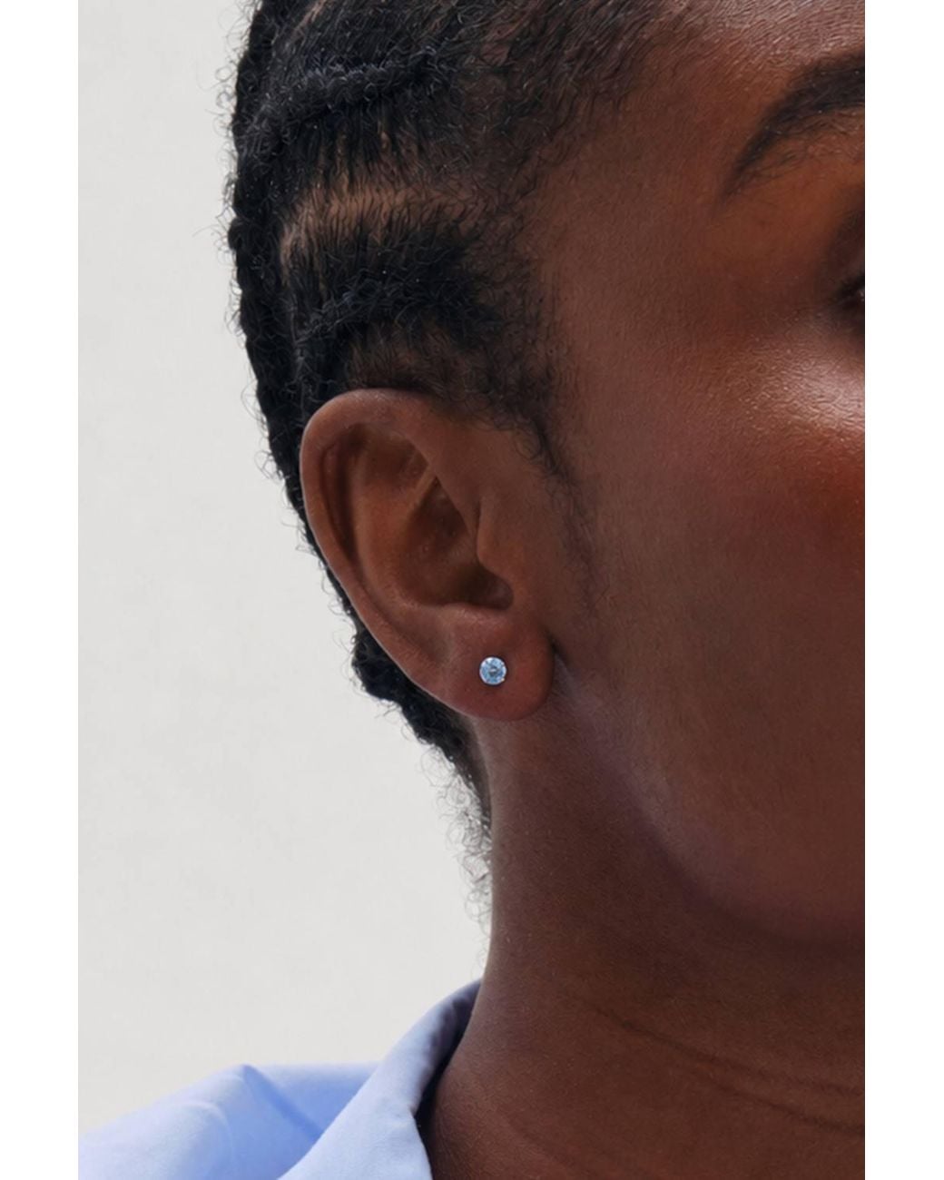 Simply Silver Blue Sterling Plated 4Mm Light Sapphire Studs