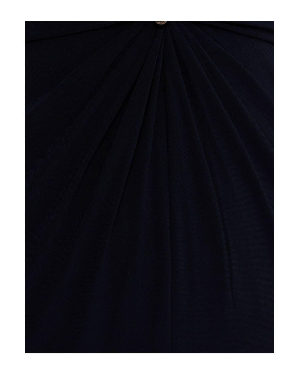 Adrianna Papell Blue Shirred Mermaid Jersey Gown Dress