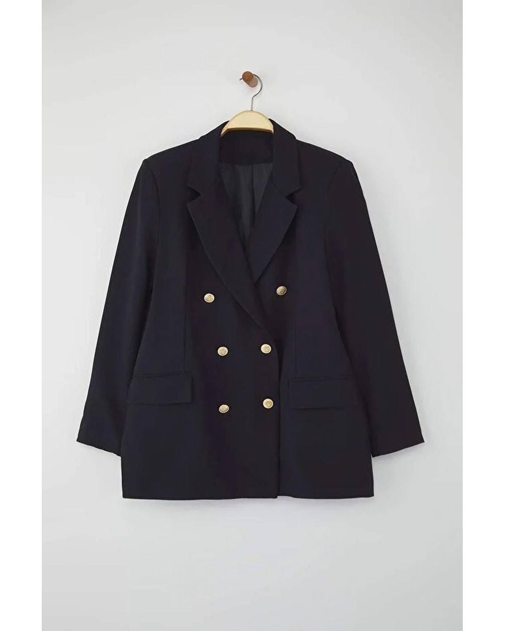 WOVCOR Blue Tailored Double Breasted Button Detail Blazer Jacket
