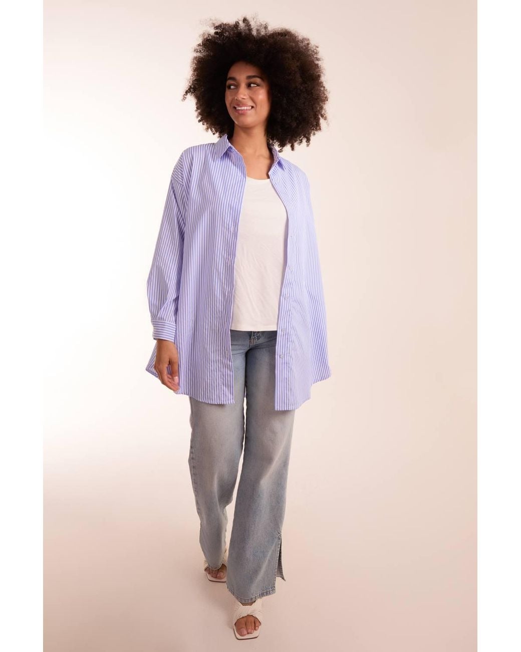 Blue Vanilla Purple Oversized Stripe Shirt
