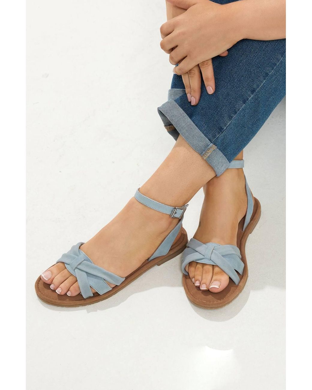 Yours Blue Cross Over Sandals